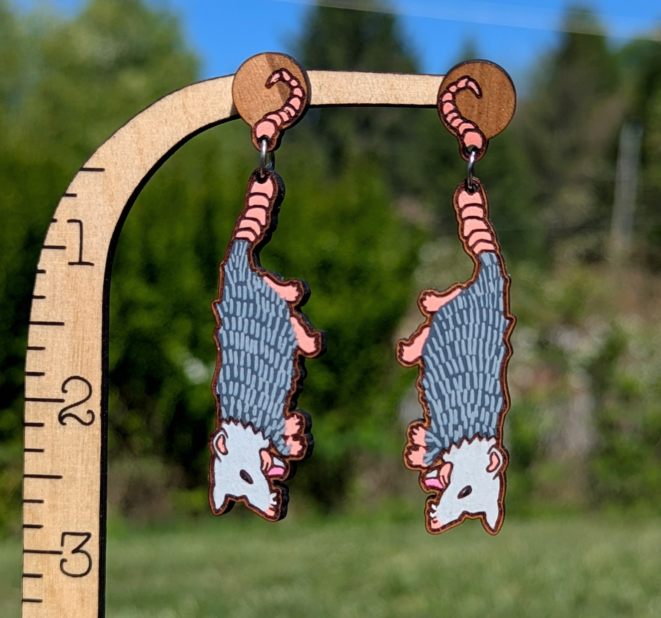 opossum stud dangle