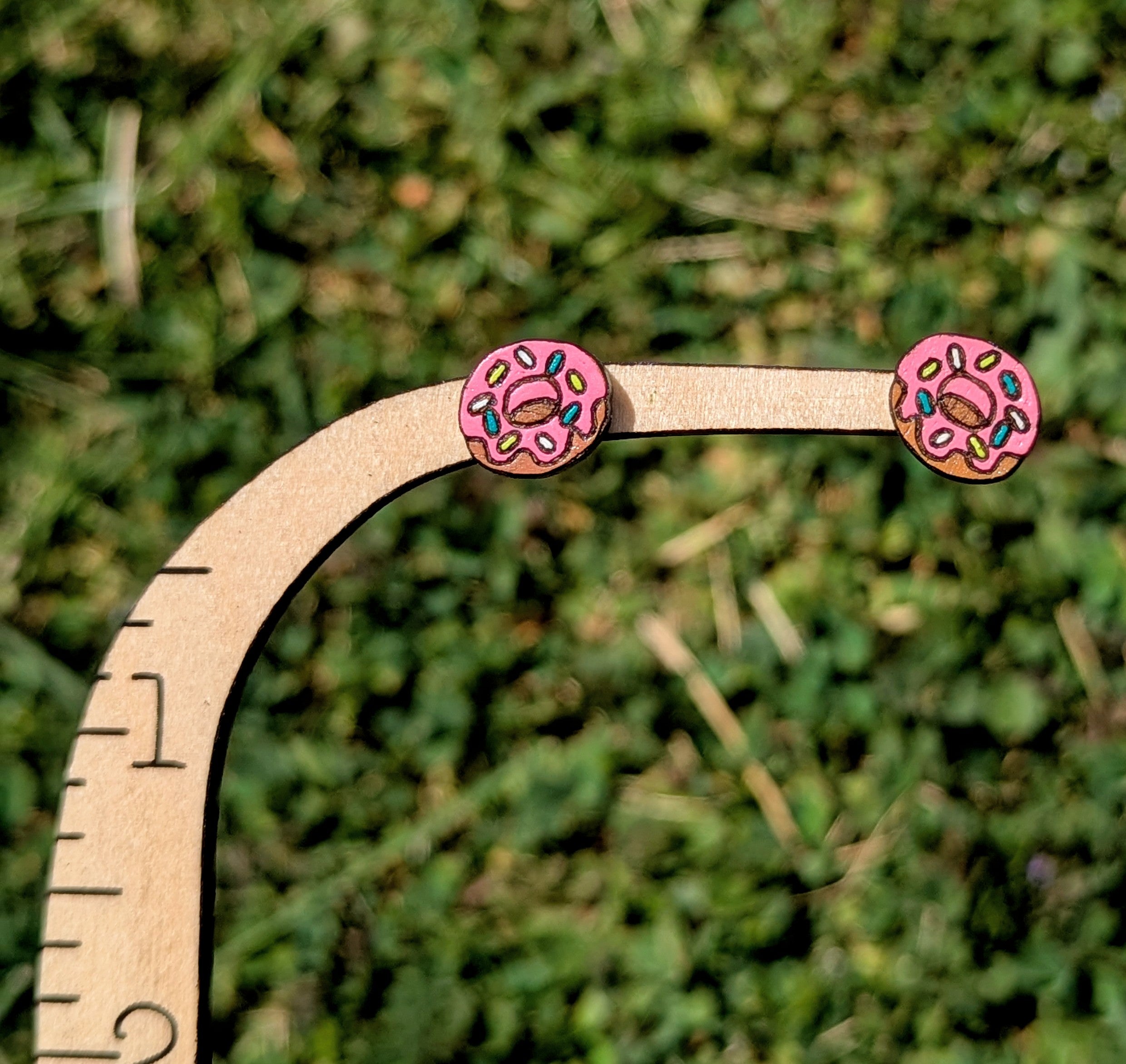 pink sprinkle doughnut studs