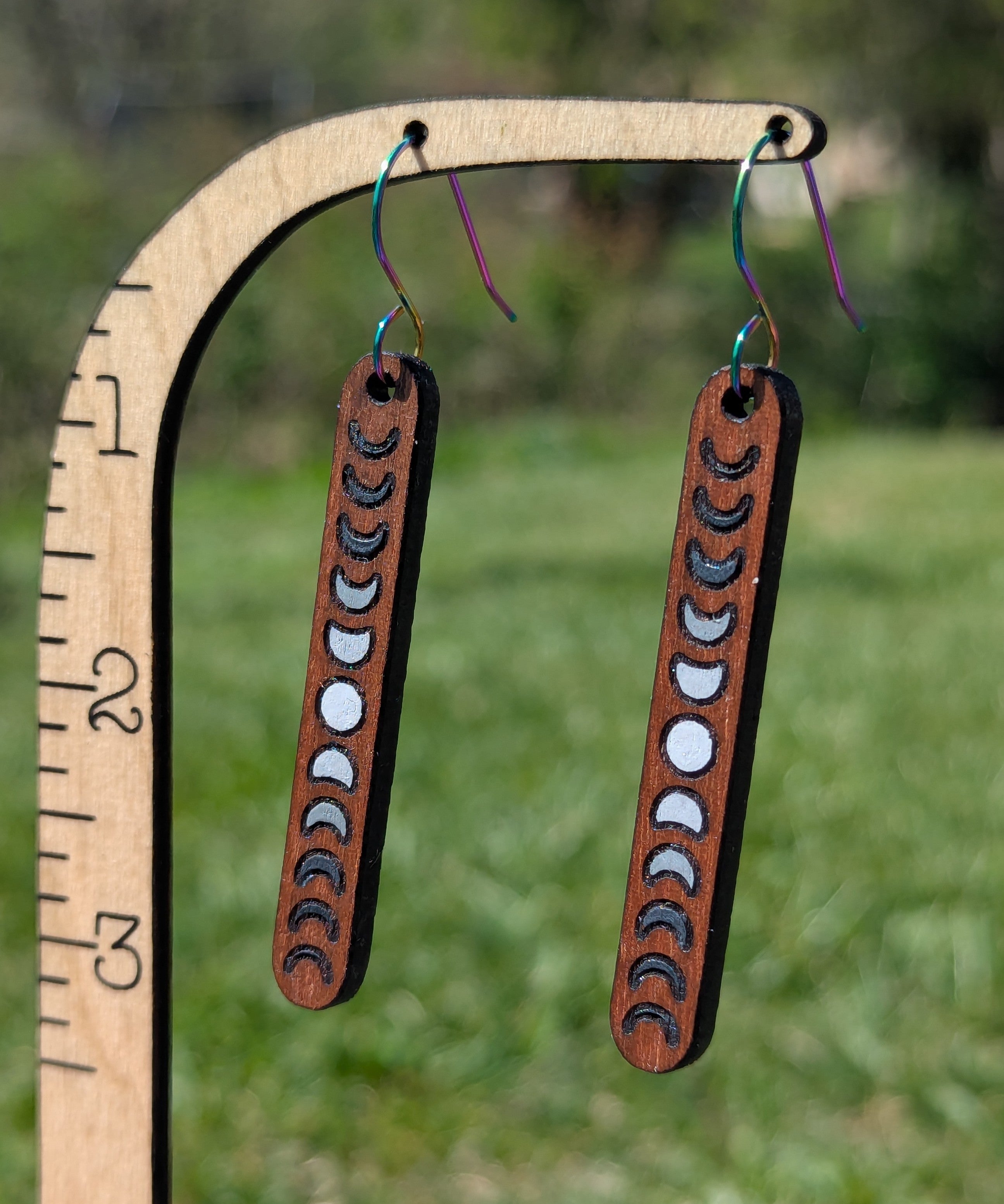 moon phase bar dangle - grey ombre
