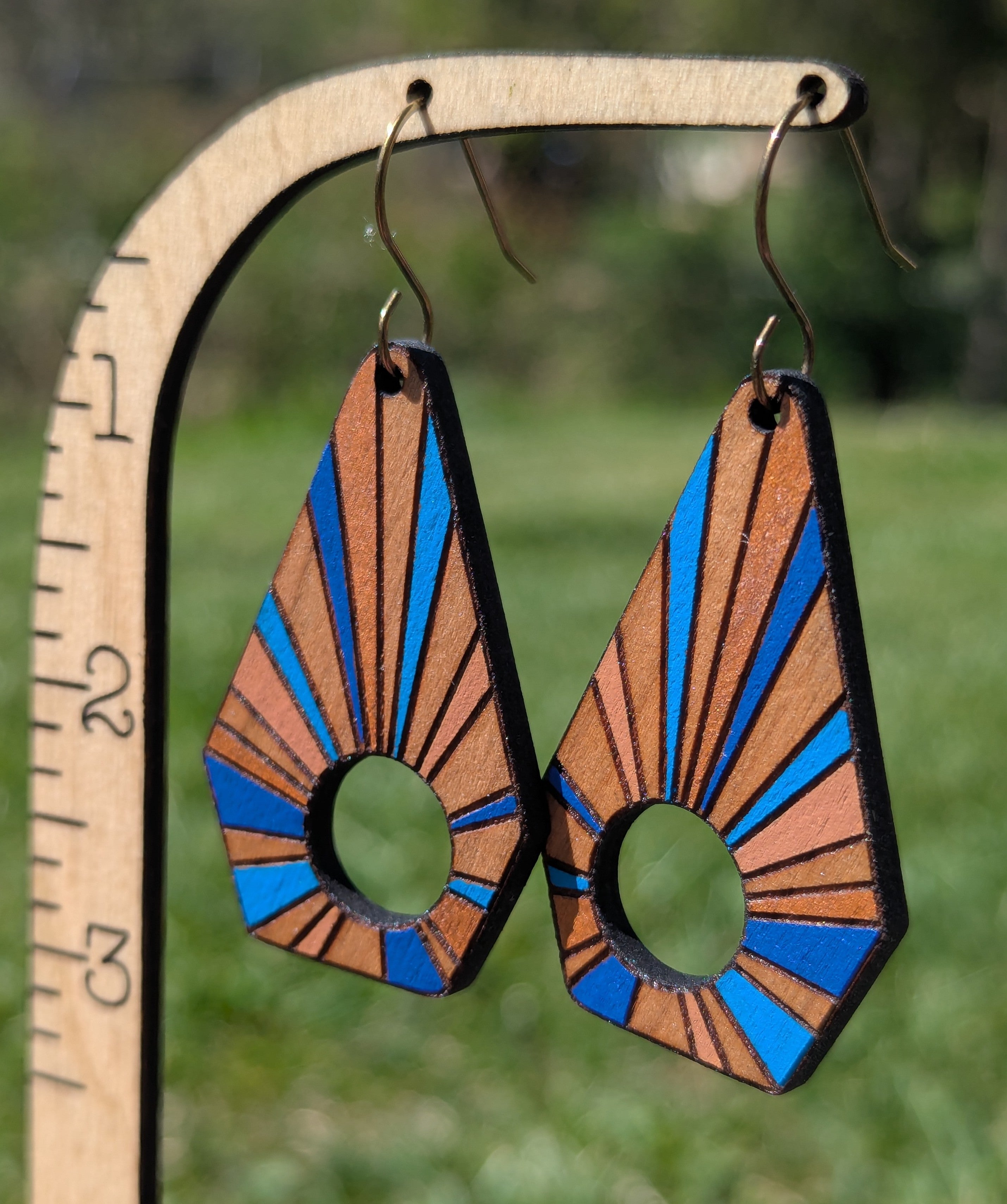 color burst dangle - blues & copper